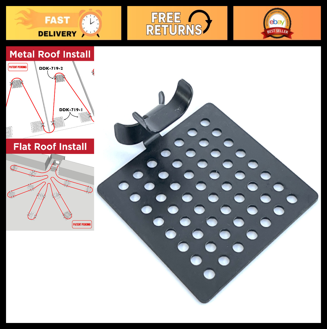 Large Roof Heat Cable Clips - Heavy Duty 1-Cradle for Rubber & Metal Roofing, 10
