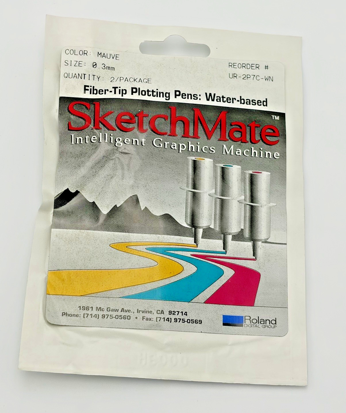 Roland SketchMate UR-2P7C-WN MAUVE Fiber-Tip Plotting Pens Sealed 2 Pack NOS