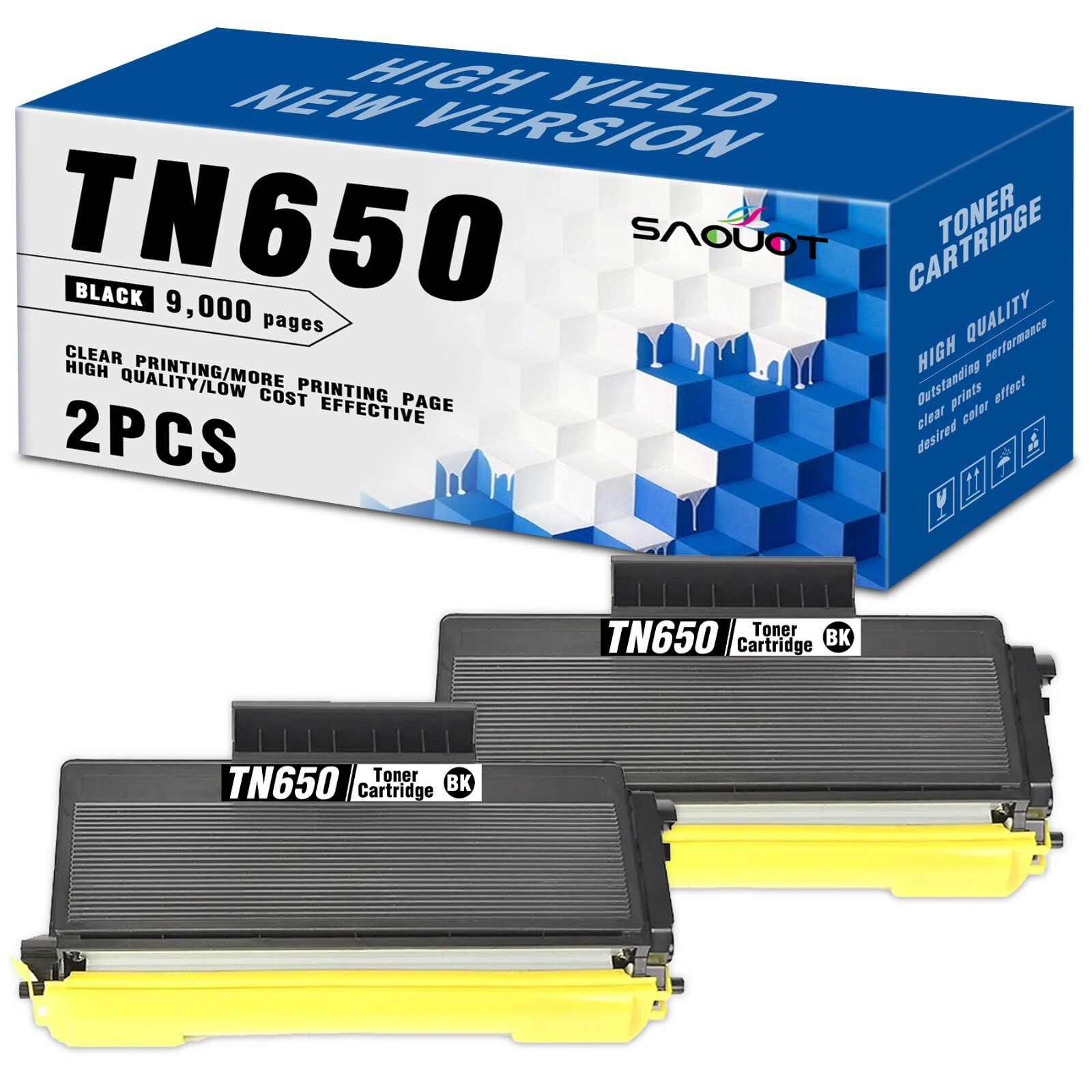 TN650 Toner Cartridge 2PK Black Replacement for Brother HL-5370DW DCP-8085DN
