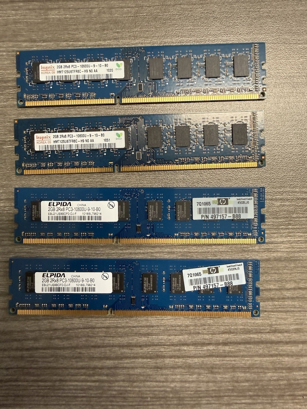 8GB 4x 2GB DDR3 PC3-10600U 1333MHz Desktop RAM Memory Hynix Elpida HP Non-ECC DI