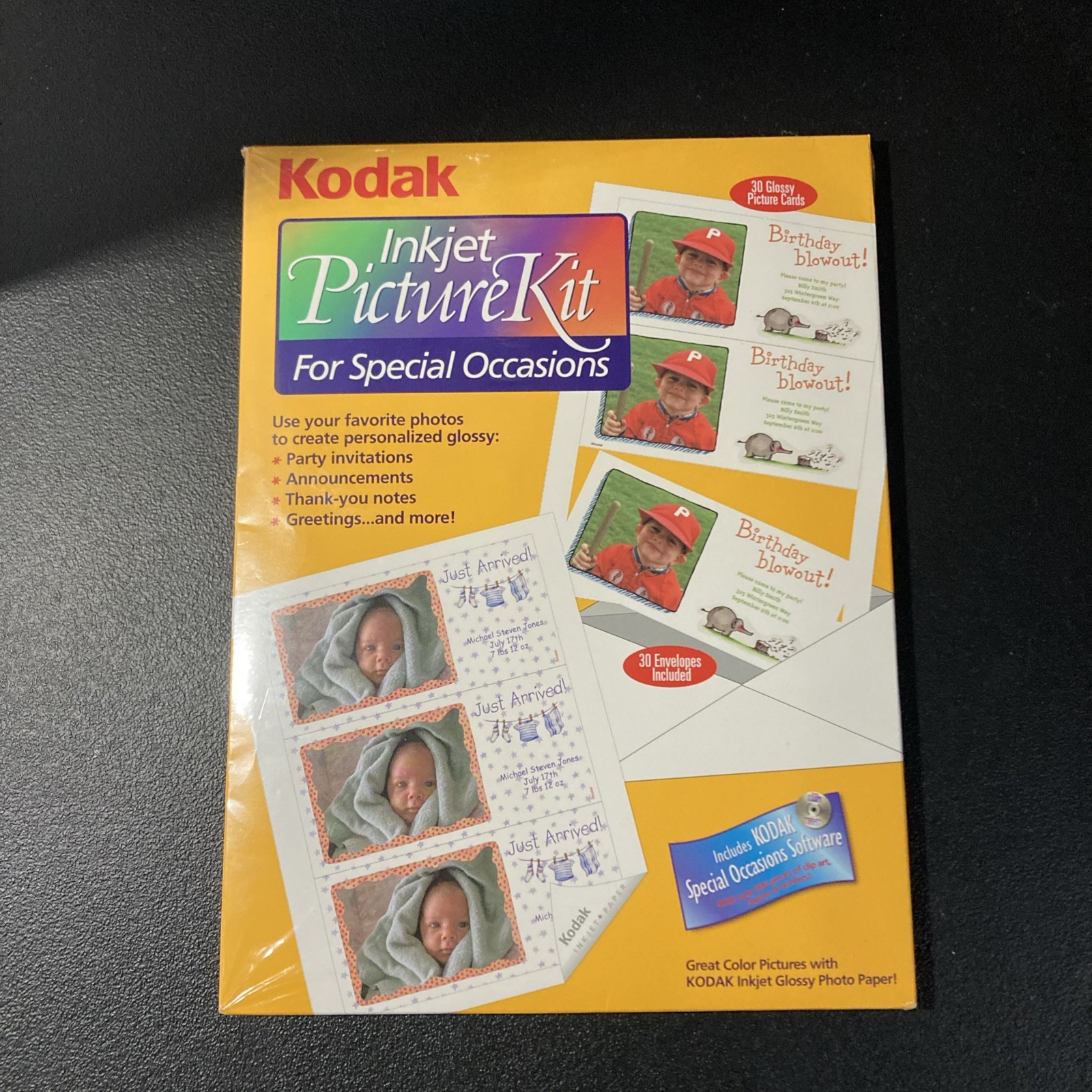 Kodak Inkjet Picture Kit – 30 Glossy Picture Cards 8.5 x 11  Party Invites, etc
