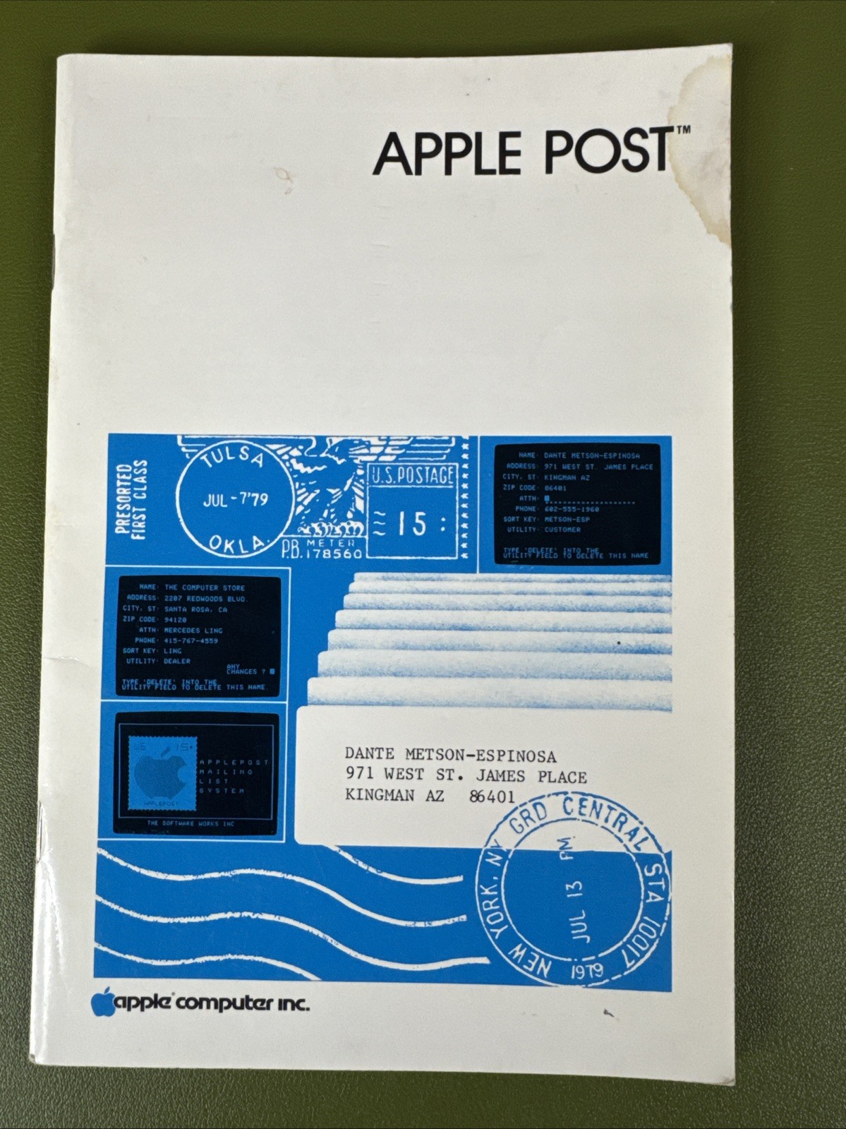 Vintage 1979 Apple Computer Inc,  Apple Post Manual Brochure,  Software Works