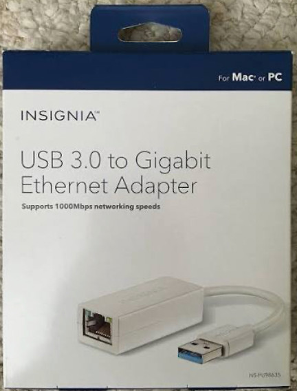 Insignia USB 3.0 Supports 1 Gbps Gigabit Ethernet Adapter Mac Windows NS-PU98635
