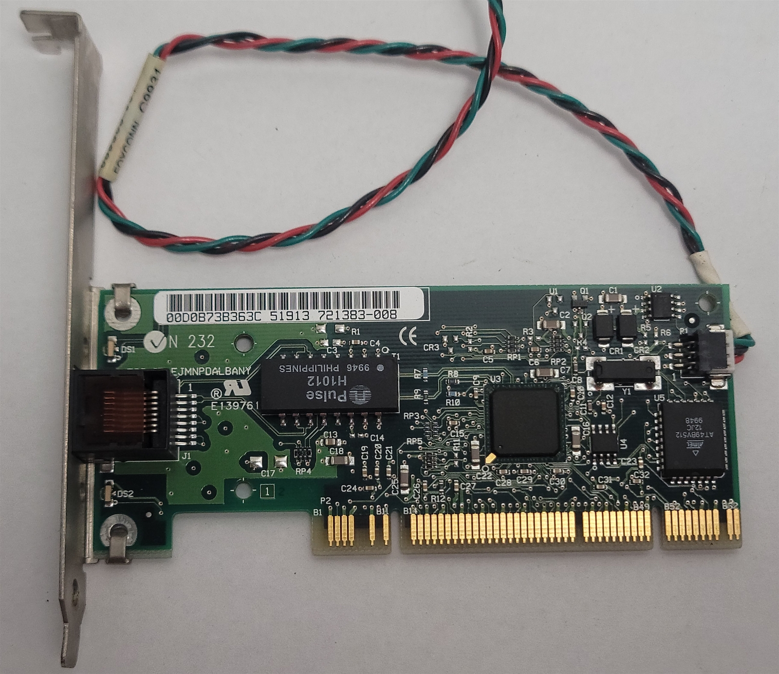 Intel PCI 10/100 Ethernet Card 721502-005, E139761, 00D0B73B363C, 721383-008