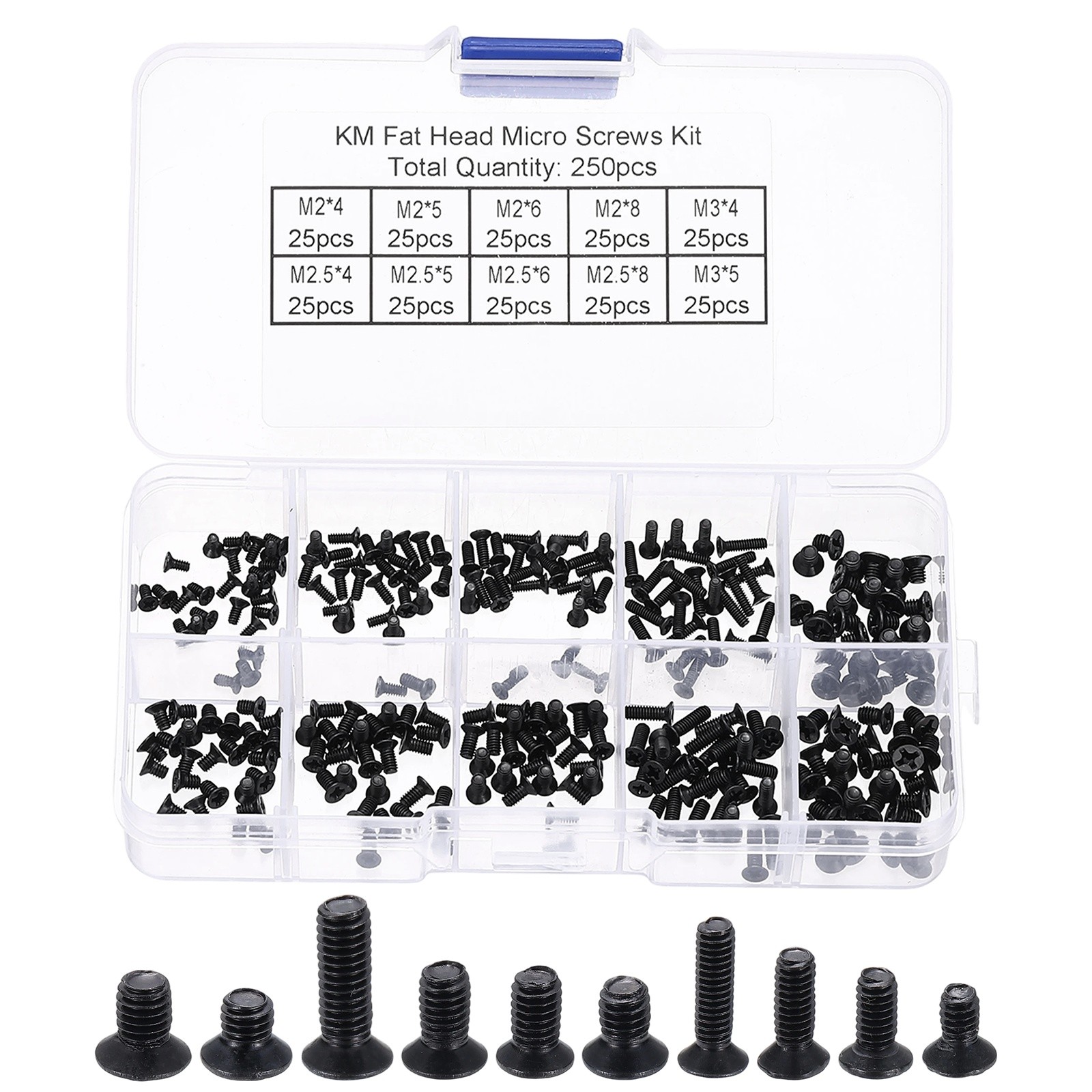 250Pcs Laptop Computer Screw for Universal Laptops PC Case DIY Repair, Black
