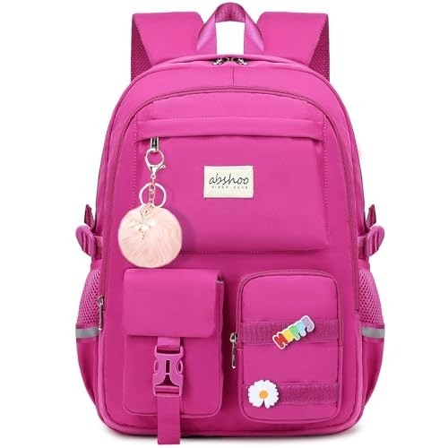 Multi-Pocket Travel Daypack for Teens - Lightweight & Water Resistant Hot Pink