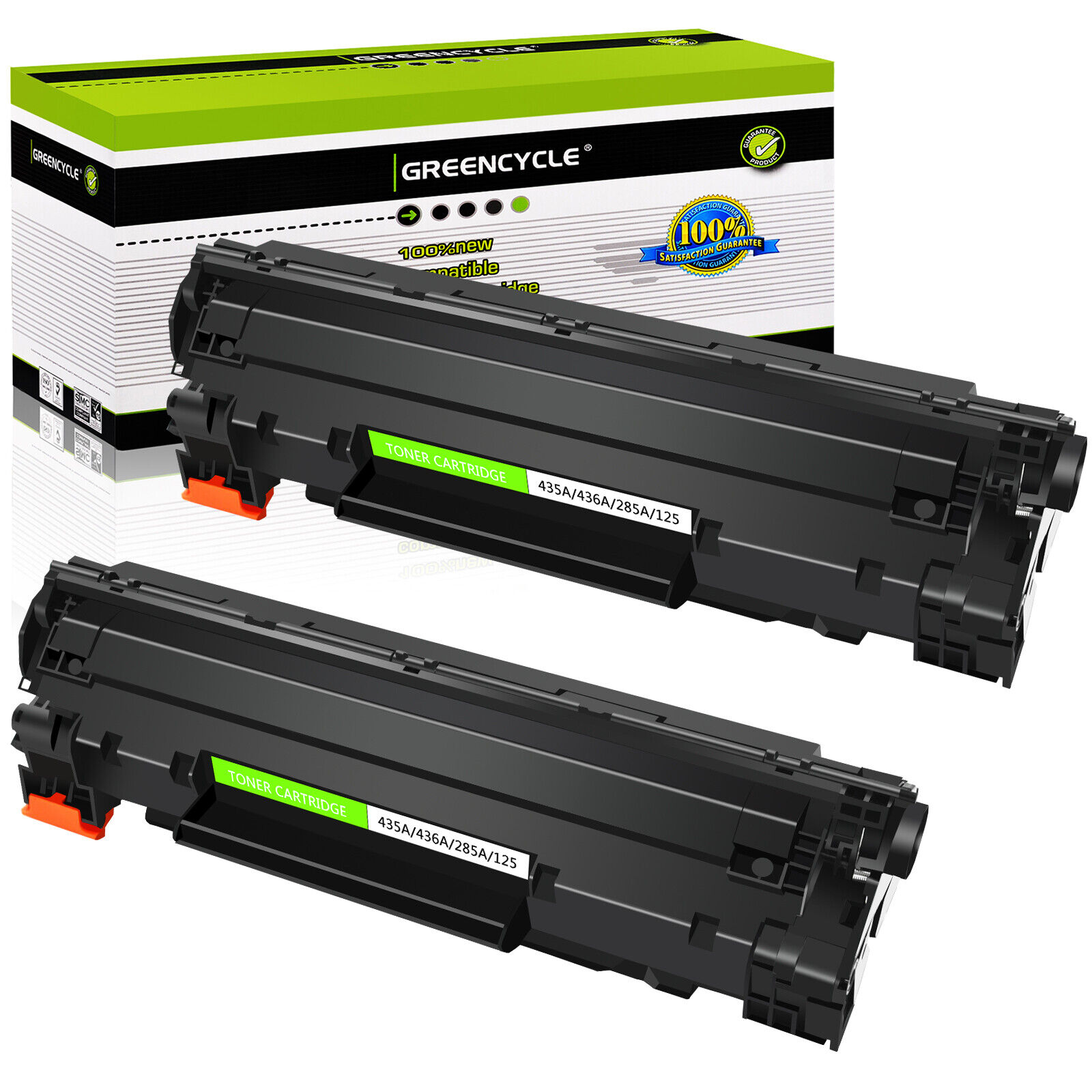 GREENCYCLE 2PK 35A CB435A Black Toner Compatible With HP LaserJet P1006