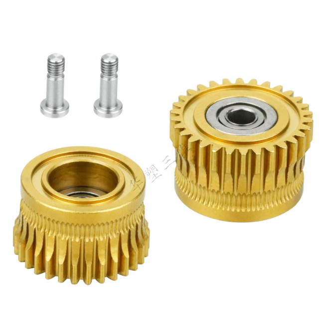 Huasu3D 2Pcs Gold DLC Nano‑Coated Hardened Steel Gear For K1 K1C Ender3 V3