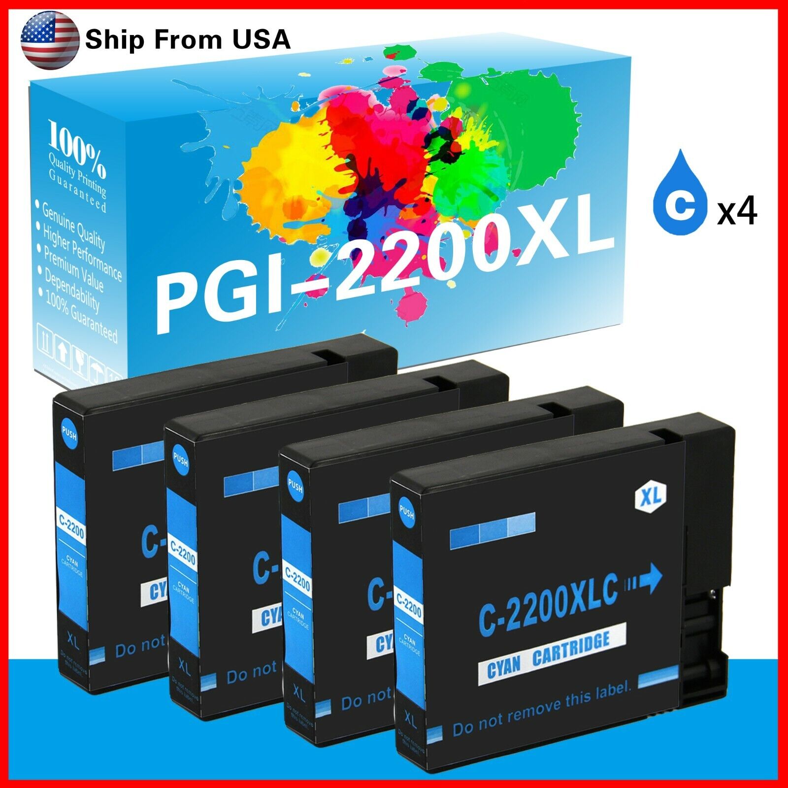 4PK PGI-2200XL PGI2200XL PGI-2200 Ink Cartridge for MAXIFY IB4030 MB5430