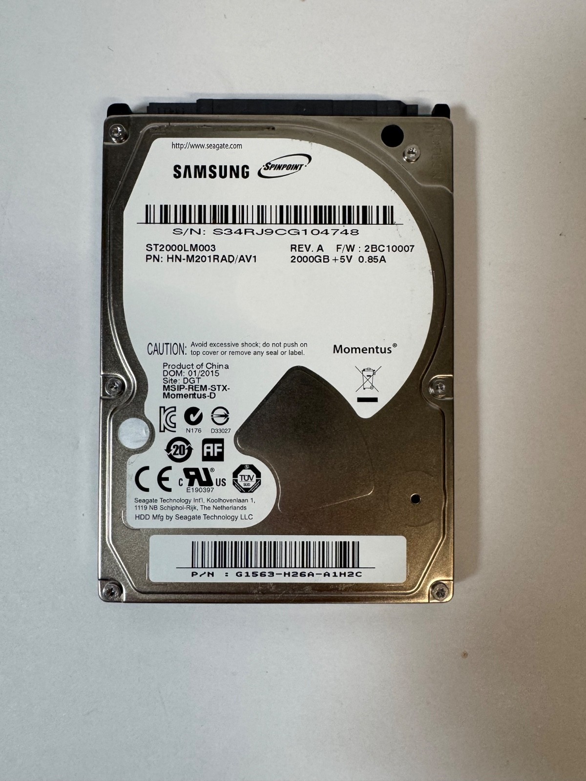 Seagate 2TB, Internal,5400 RPM, 2.5" (ST2000LM0030) Hard Drive