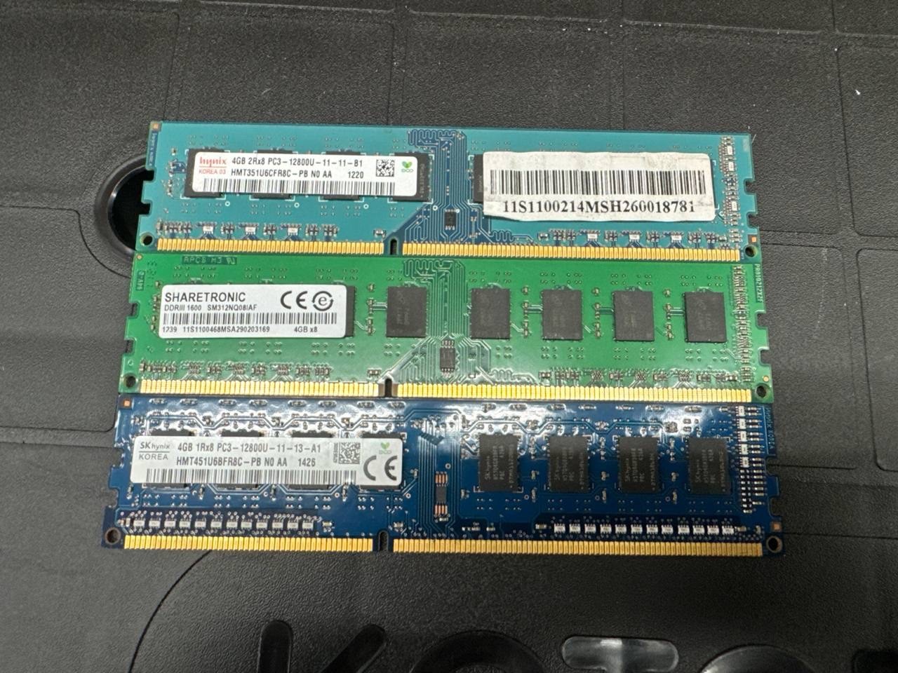 Lot of 12GB (3x4GB) DDR3 1600MHz PC3-12800U Desktop RAM Memory Mixed Brands