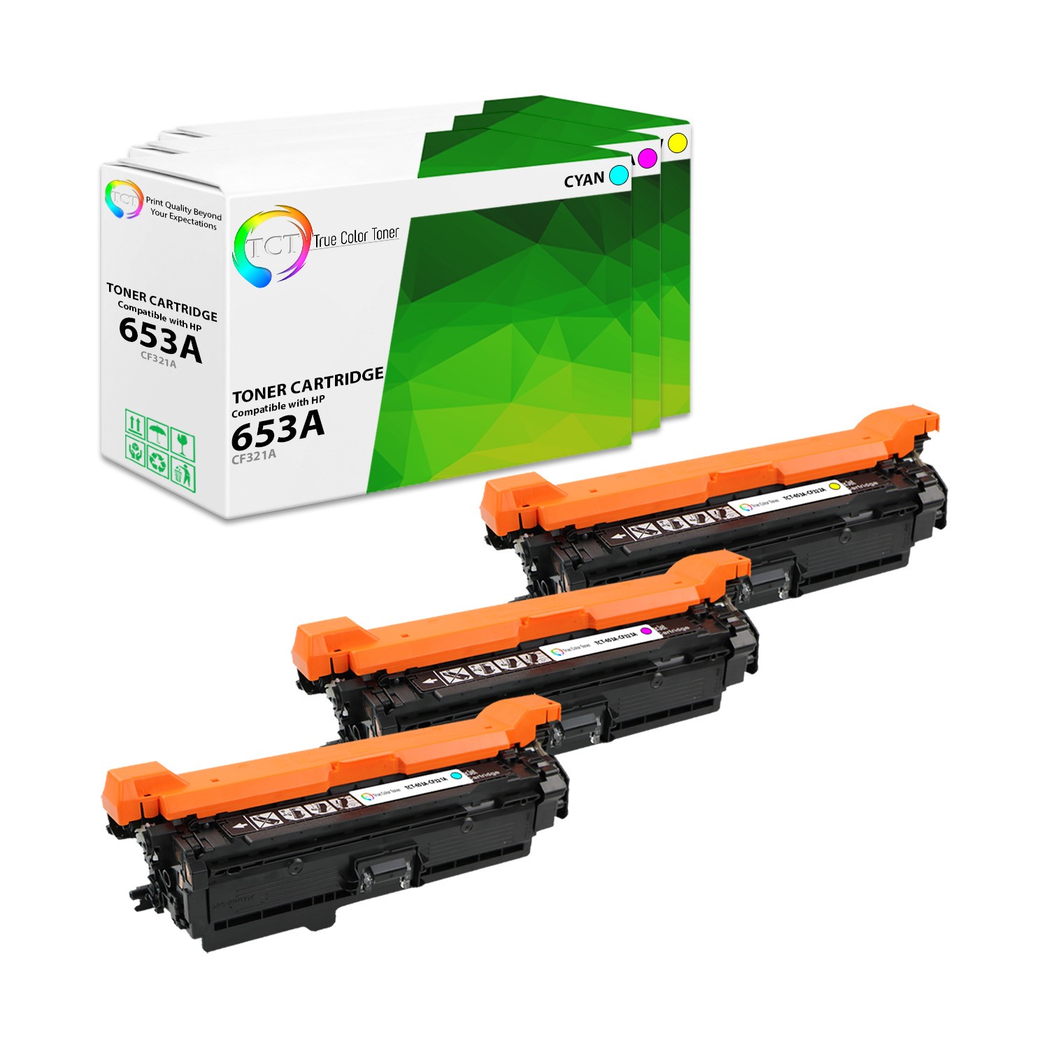 3Pk TCT Premium 653A C M Y for HP MFP M680Z M680F Compatible Toner Cartridge