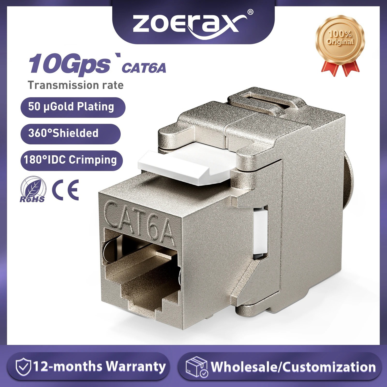  ZoeRax 10PCS Keystone Module Jacks CAT6A Shielded Keystone Jack RJ45 Cat 6A