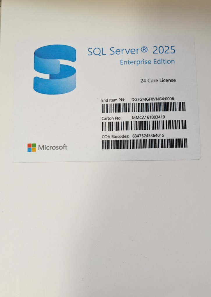 Microsoft SQL Server 2025 Enterprise - Single Server Perpetual - 24 Core (USB)