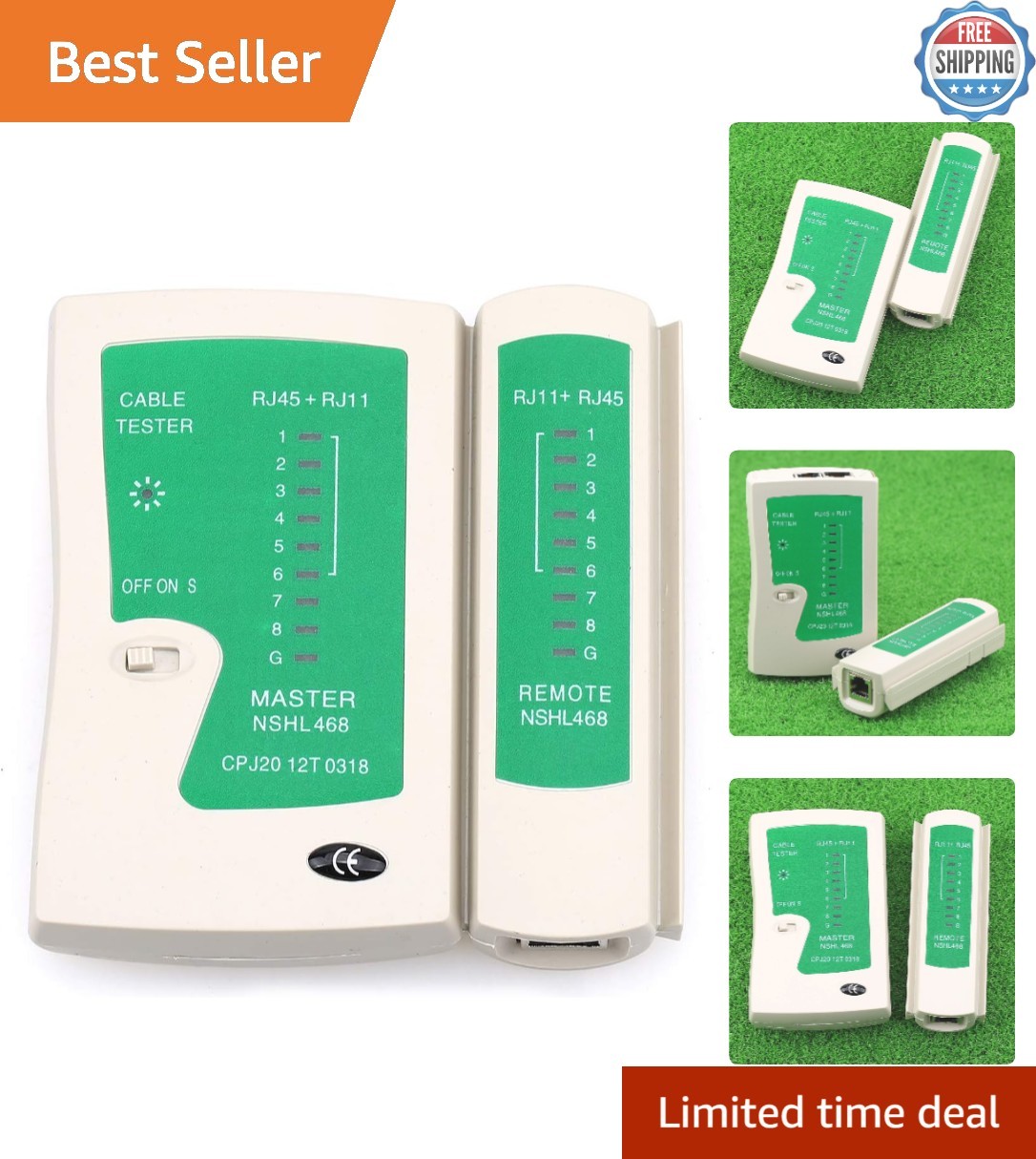 Effortless Network Testing Tool for RJ11/RJ12/RJ45 - Lightweight Compact Design