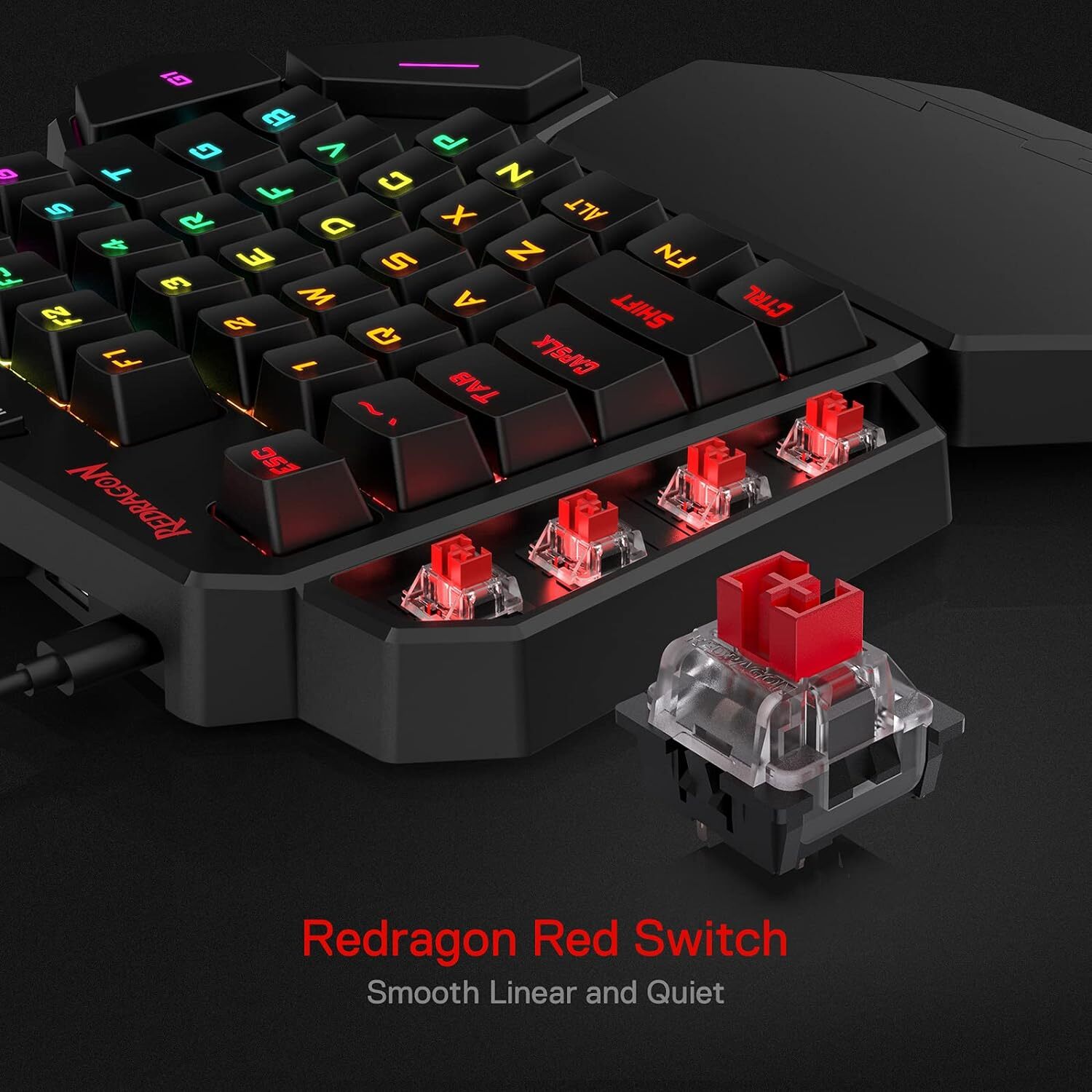 Redragon K585 DITI One-Handed RGB Mechanical Gaming Keyboard, 42 Keys Type-C