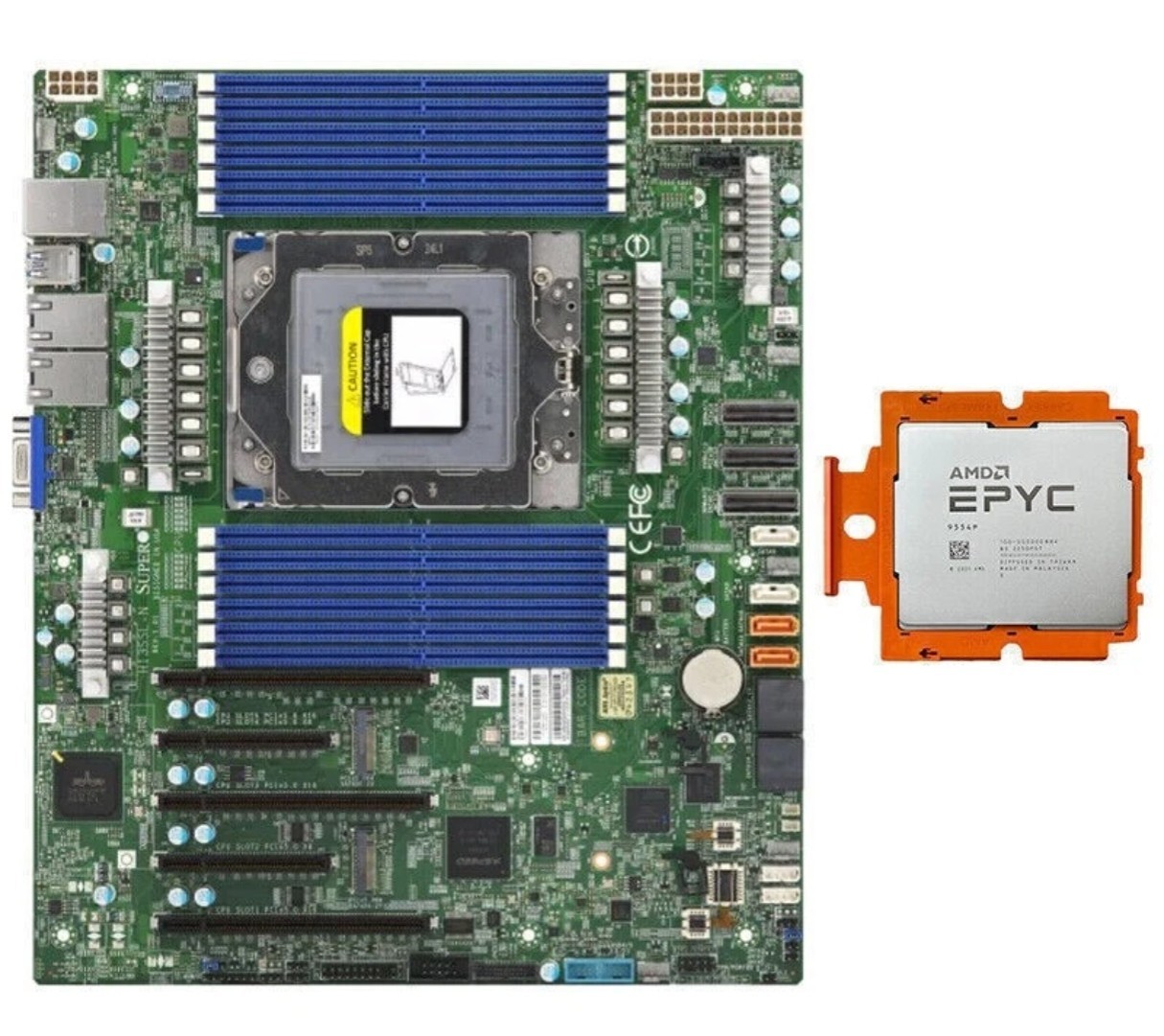 Supermicro H13SSL-N ATX Motherboard + AMD EPYC 9654 QS 96Core CPU 894-04 3.7GHz