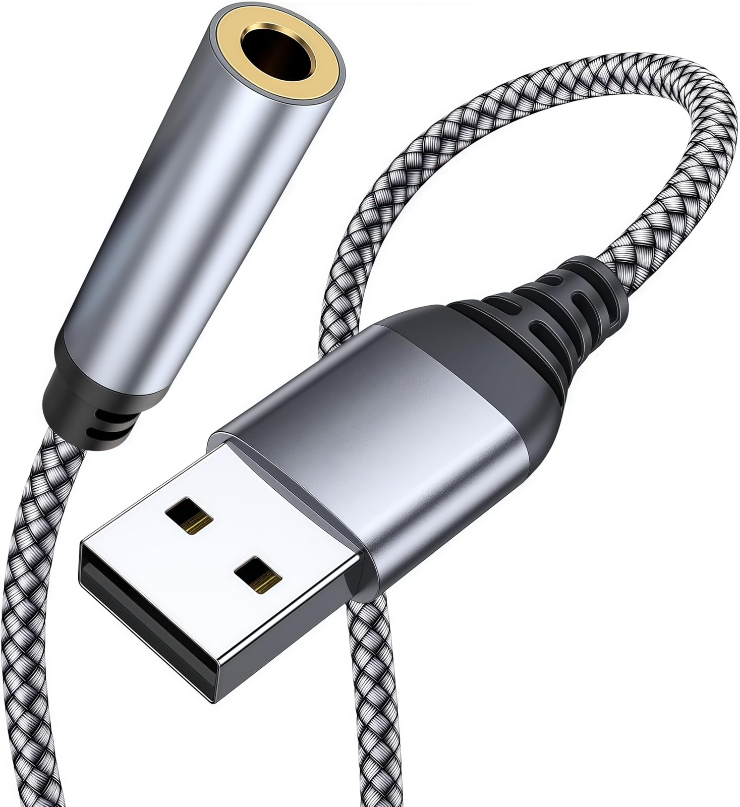 USB to 3.5mm Jack Audio Adapter, 39 inch USB to Audio Aux Cable External Ster...