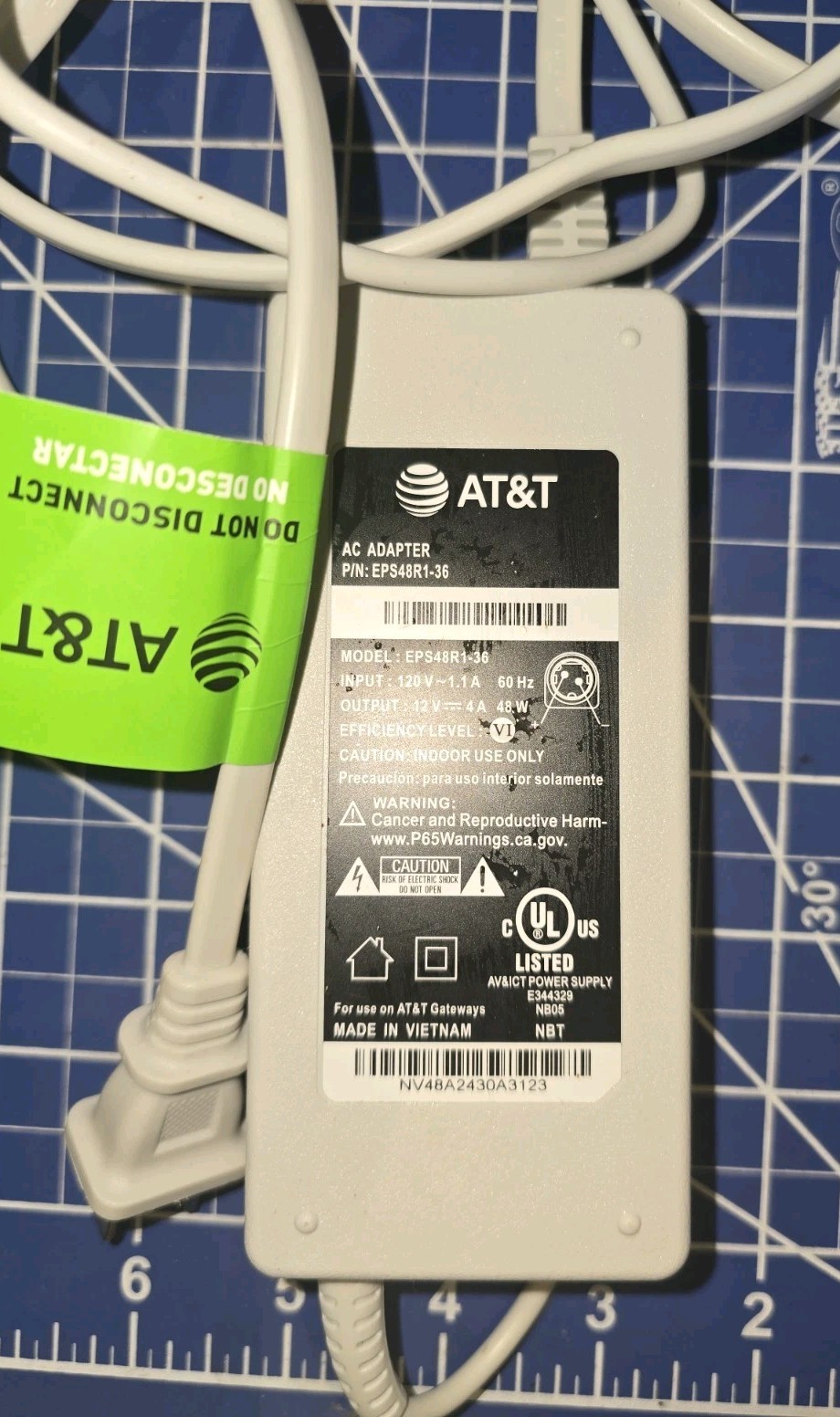 AT&T ~ EPS48R1-36 AC Adapter Power Supply 12V 4A 48W for AT&T Gateways