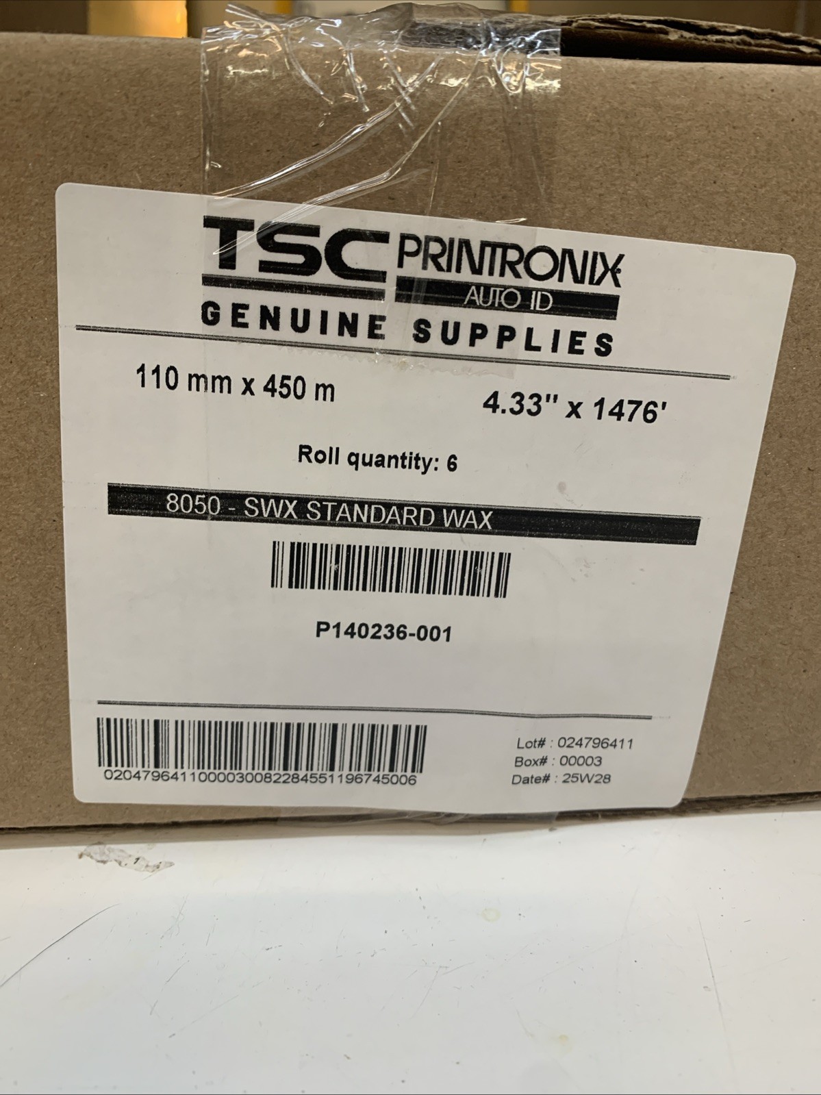 TSC Printronix 8050-SWX Standard 110mm X 450 m  4.33” X 1476’