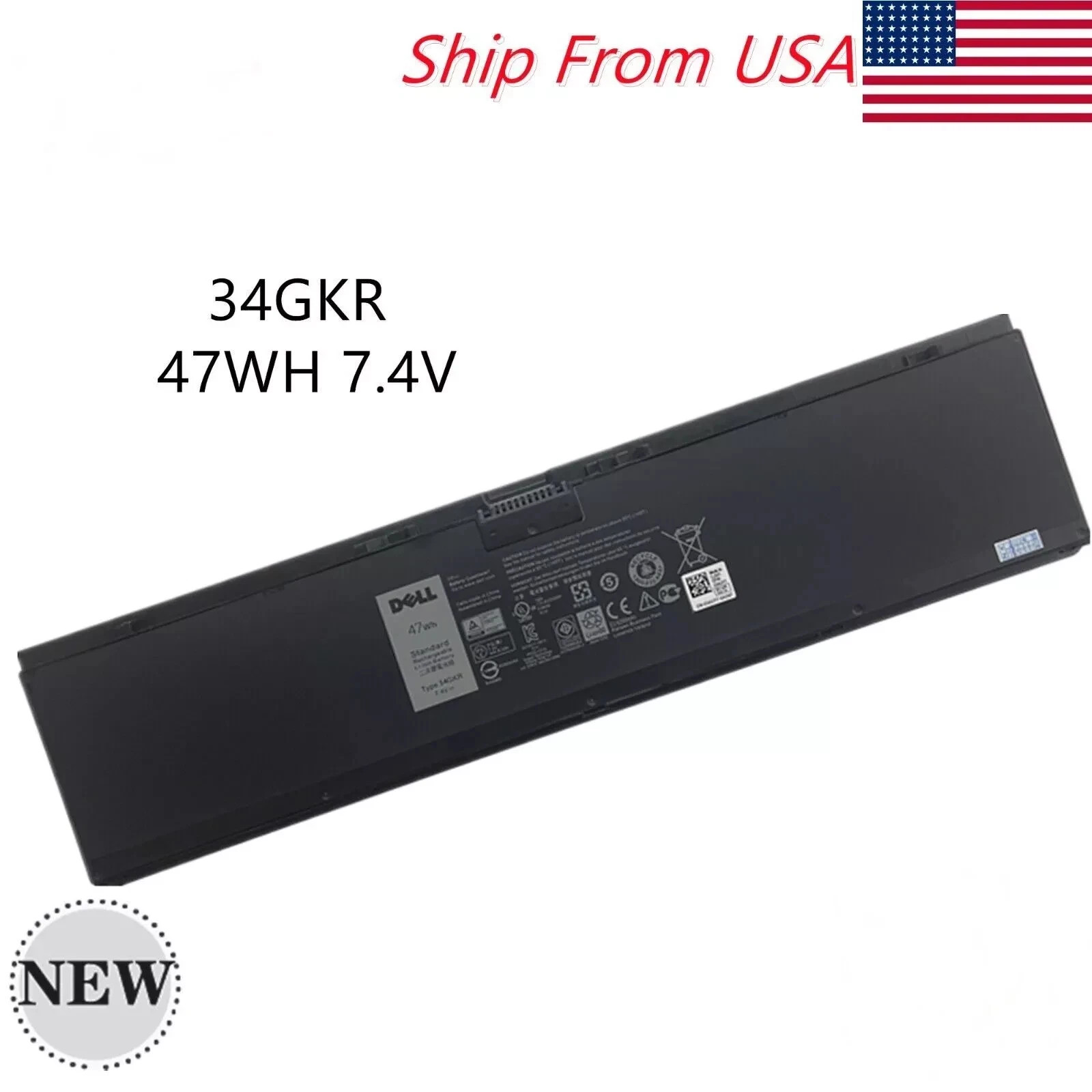 Genuine OEM 47Wh 34GKR Battery For Dell Latitude E7440 E7420 451-BBFS 451-BBFT
