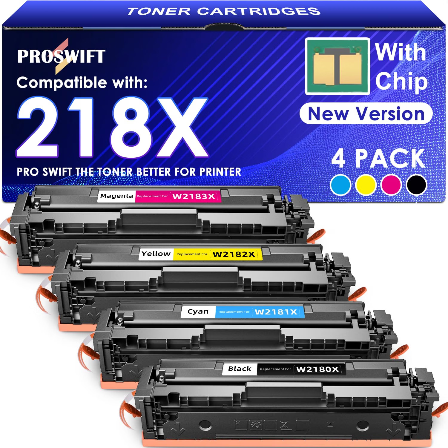 4-Pack Toner Chip HP 218X Color LaserJet Pro Black Cyan Magenta Yellow BN