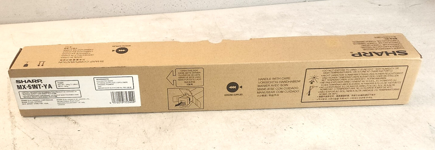 Sharp MX-51NT-YA Yellow Toner Cartridge MX-51NTYA MX-4110N GenuineNew Sealed Box