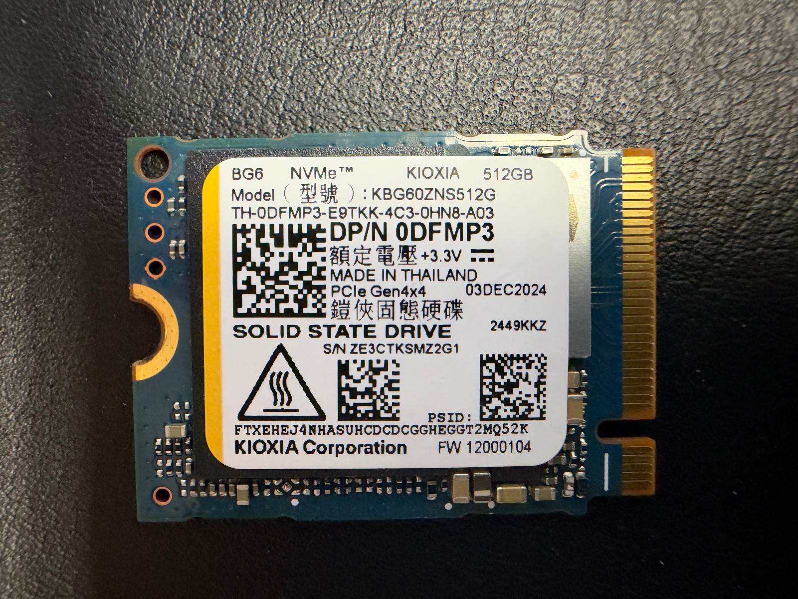 Micron 2550 256GB NVMe SSD Pulled from New laptop Dell PN DFMP3