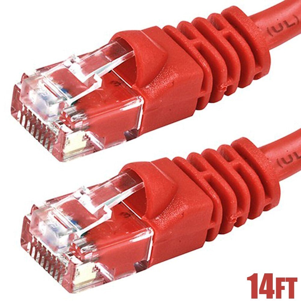 14FT Cat6 RJ45 Network LAN Ethernet UTP Crossover Cable Cord 550Mhz 24AWG Red
