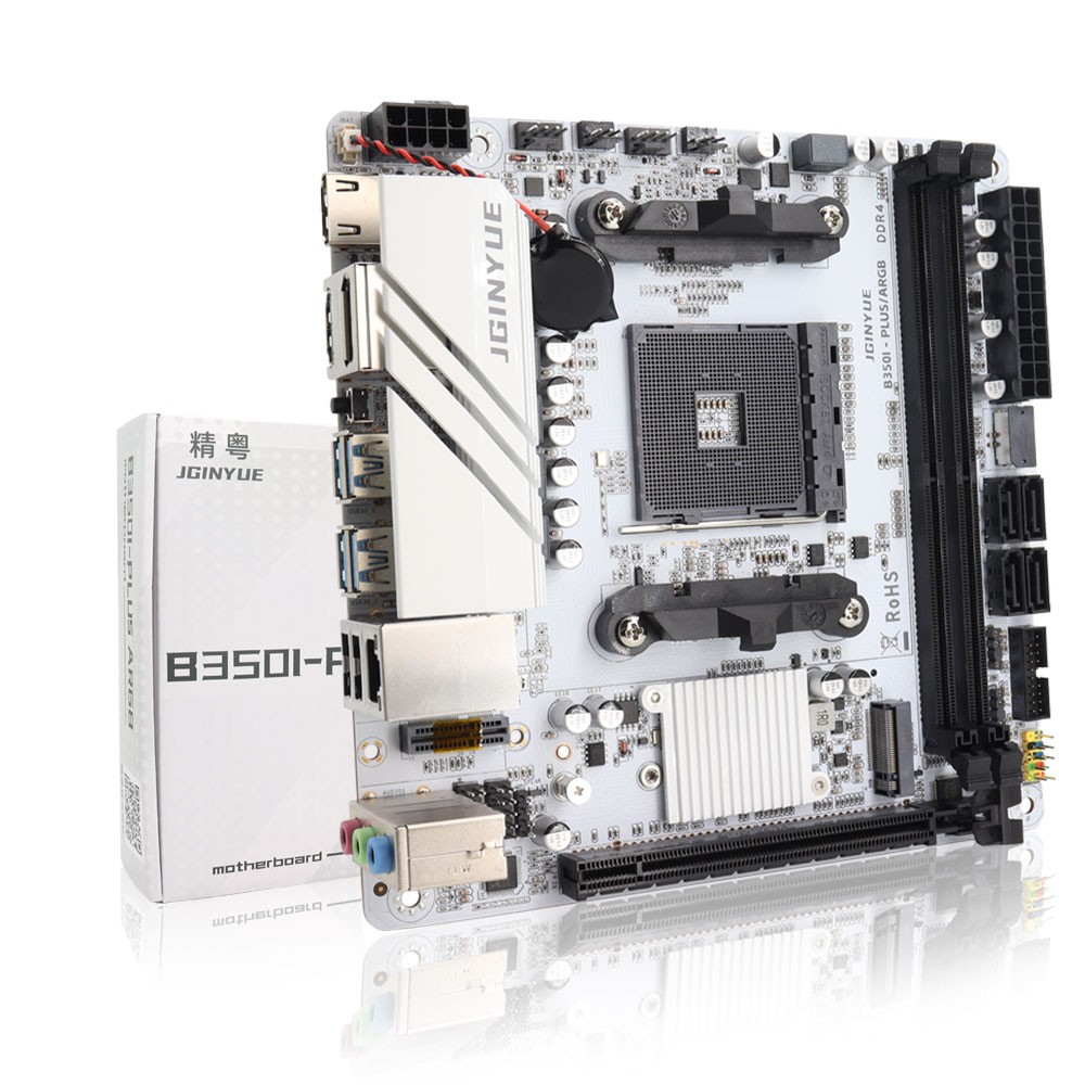 Mini ITX AM4 Motherboard, B350I-PLUS ARGB, Dual M.2 NVMe, ITX SFF, 2.5G Ethernet