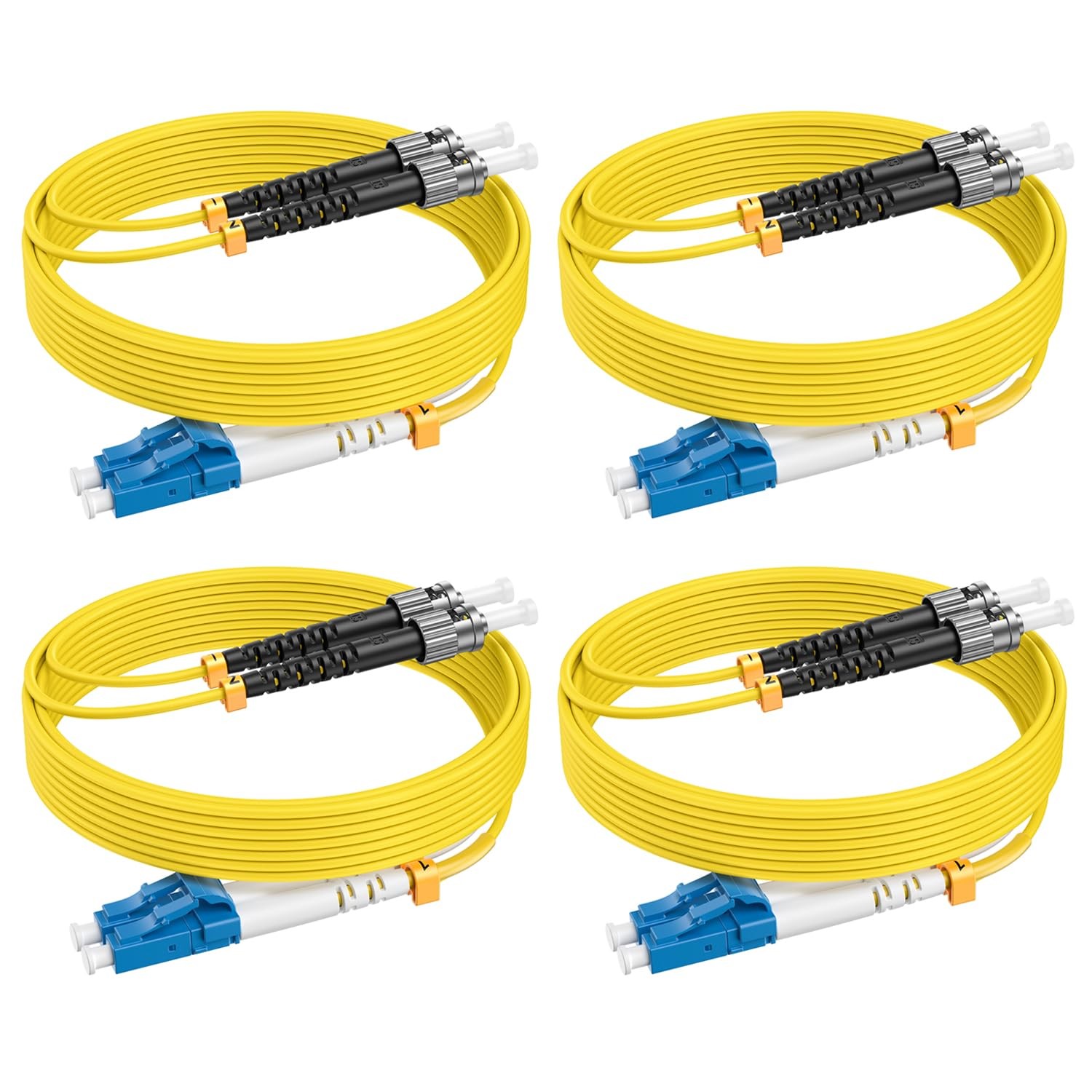 4 PCS 6 FT / 2M OS2 LC To ST Single Mode Duplex 9/125um LSZH Fiber Patch Cable