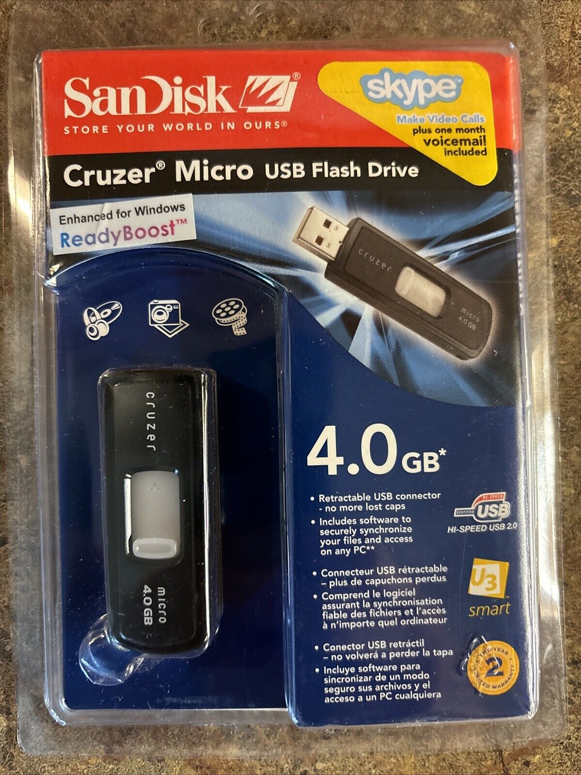 Sandisk Cruzer Micro USB 4.0 GB Flash Drive BRAND NEW Factory Sealed