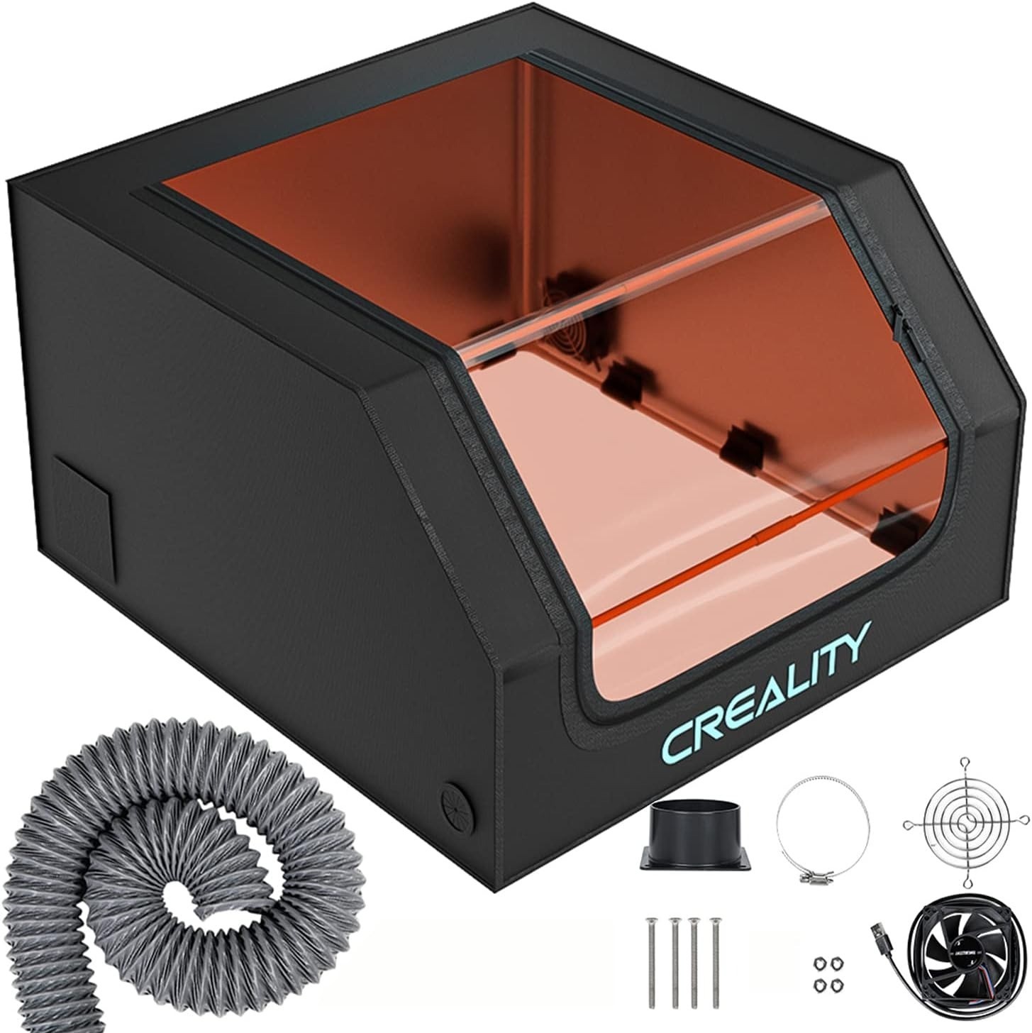 Creality Laser Engraver Enclosure Protective Cover w/ Exhaust Fan Pipe Fireproof