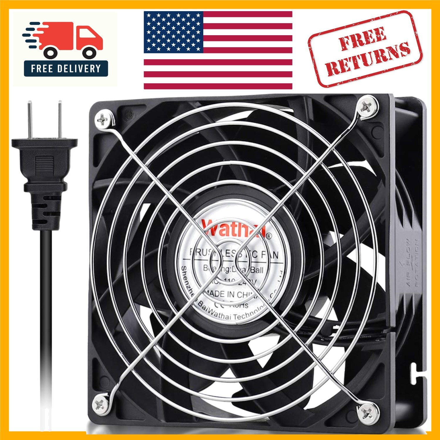 Ultra Quiet 120mm x 38mm EC Industrial Case Fan - Dual-Ball Bearing Design