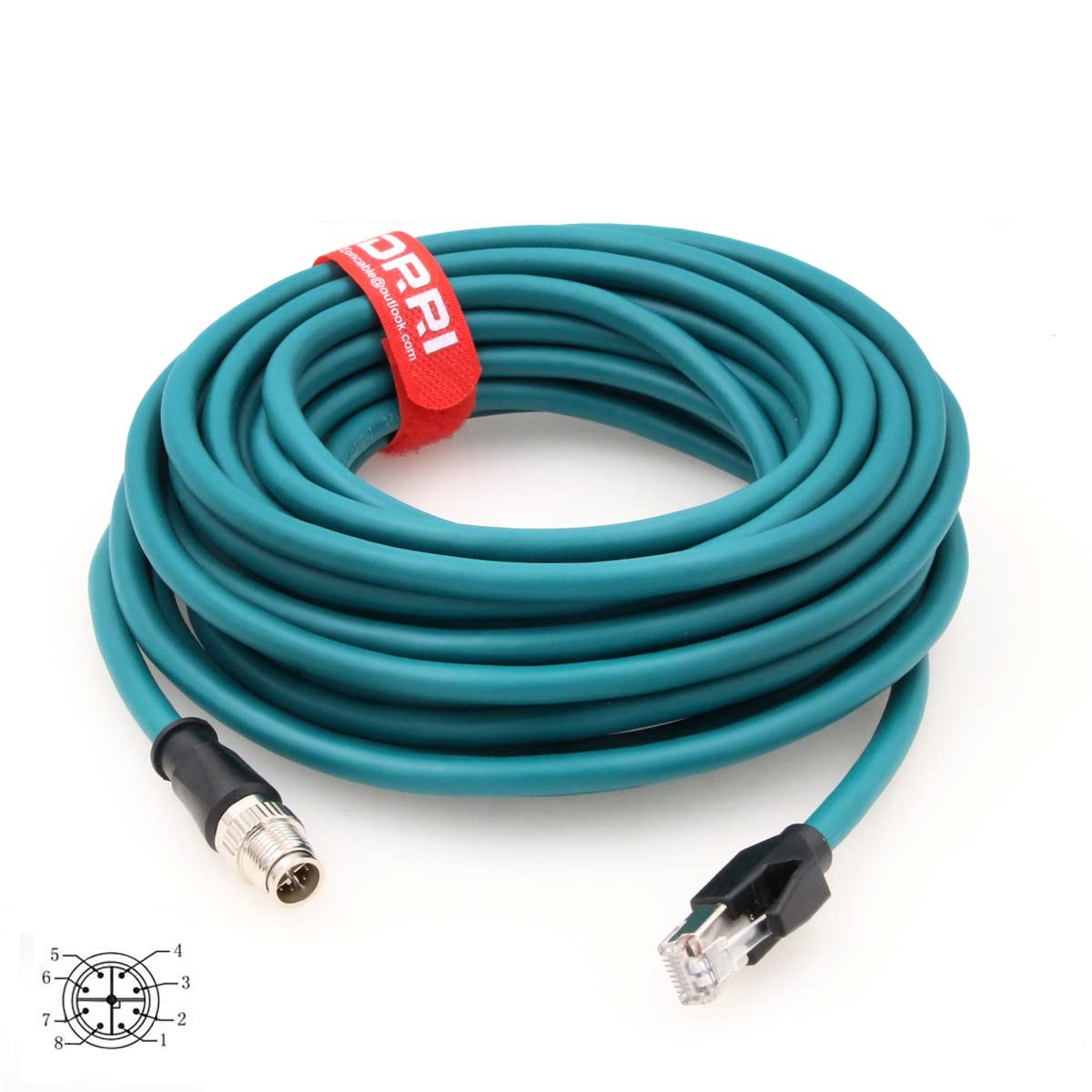 M12 X-Coded 8 Pin to RJ45 Gigabit Ethernet Interface Cat 7e Shielded Cable fo...