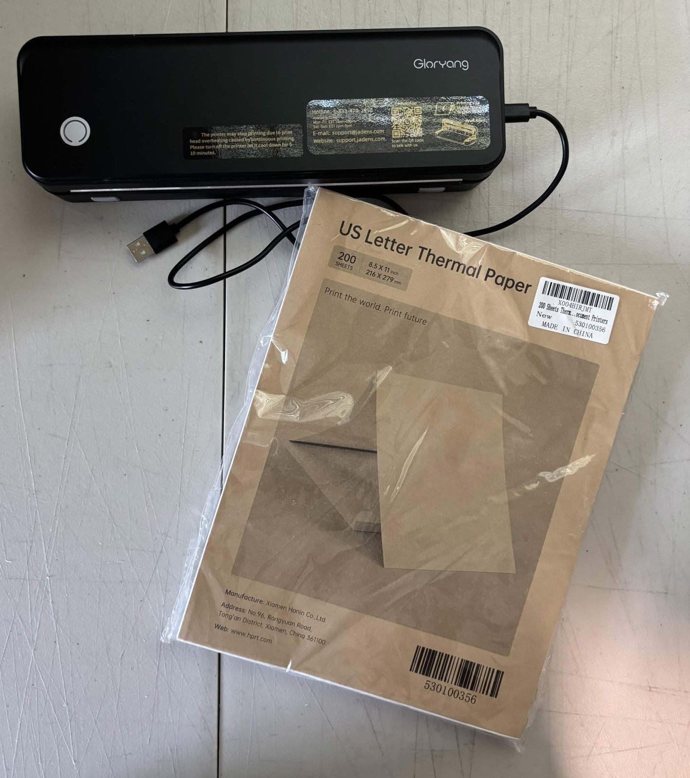 Gloryang PD-A4 Portable Wireless A4 Thermal Printer Inkless Black