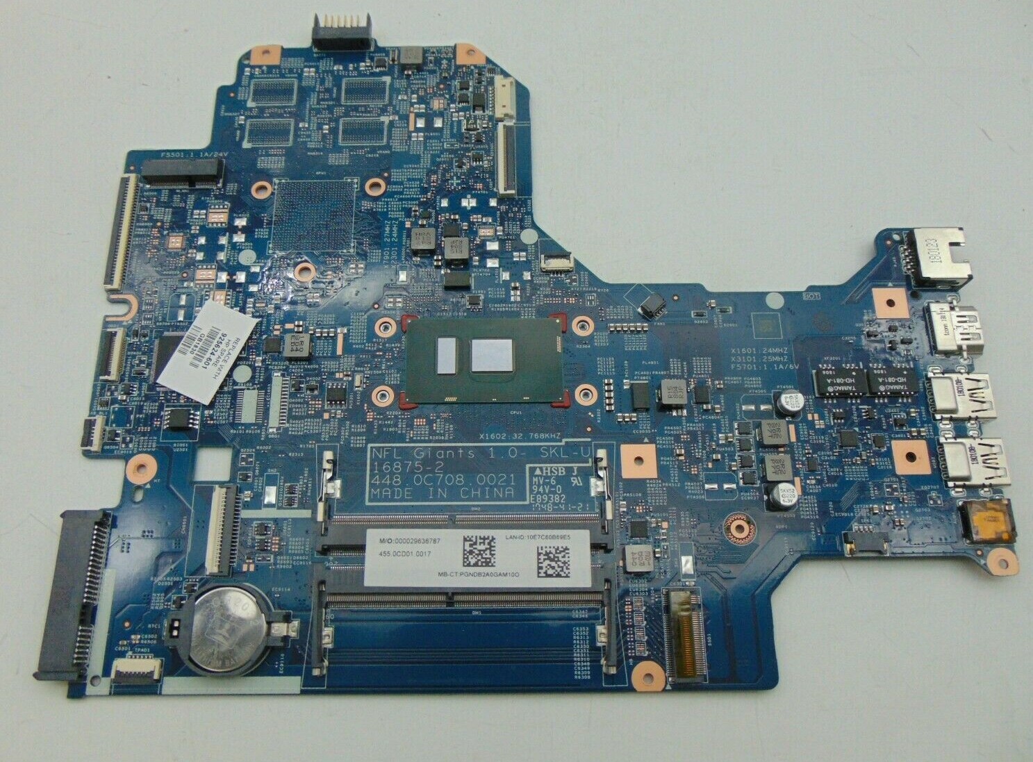 New HP 17T-BR000 17-BS UMA i5-7200U Win8 Pro Laptop Motherboard 929318-601