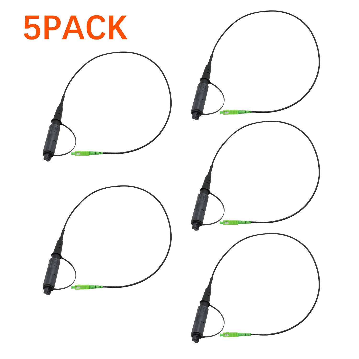5PACK Optical Hardened Male Connector to SC/APC Test Jumper Singlemode 2 feet