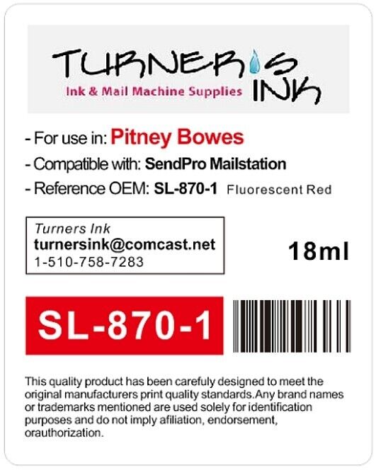 2 ea PB SL-870-1 Compatible Red Fluorescent Ink Cartridge / SendPro Mailstation