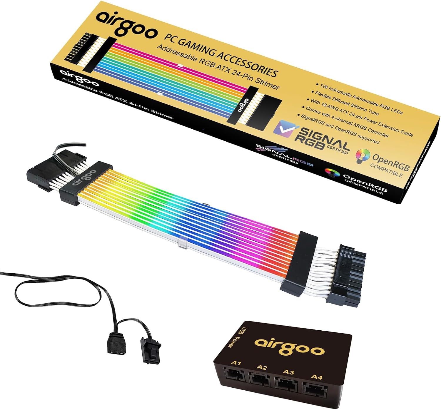 Addressable RGB ATX 24-Pin Strimer, ARGB PSU Extension Cable