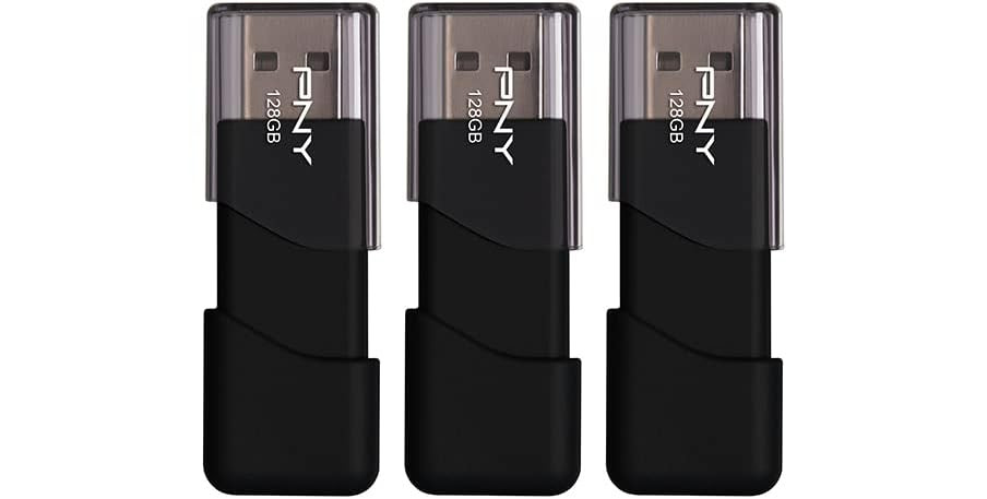 PNY P-FD128X5ATT03-MP 128GB Attaché 3 USB 2.0 Flash Drive, Black (Pack of 3)