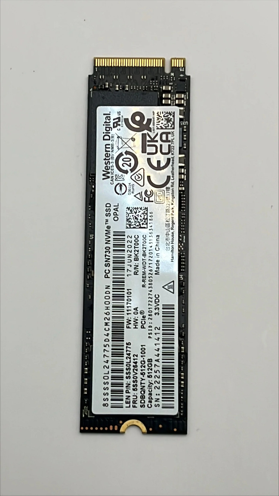 WD SanDisk SN730 512GB M.2 2280 PCIe Gen3 x4 NVMe SSD SDBQNTY-512G-1001 | Refurb