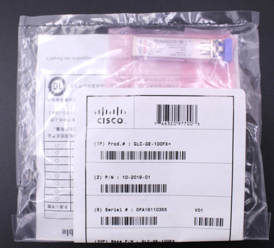 Cisco GLC-GE-100FX 10-2019-01 Gigabit Ethernet
