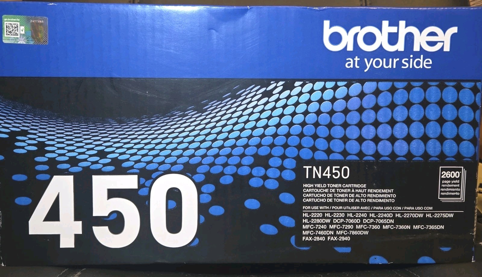Brother Genuine TN-450 Black High Yield Toner Cartridge TN450 Brand New Sealed