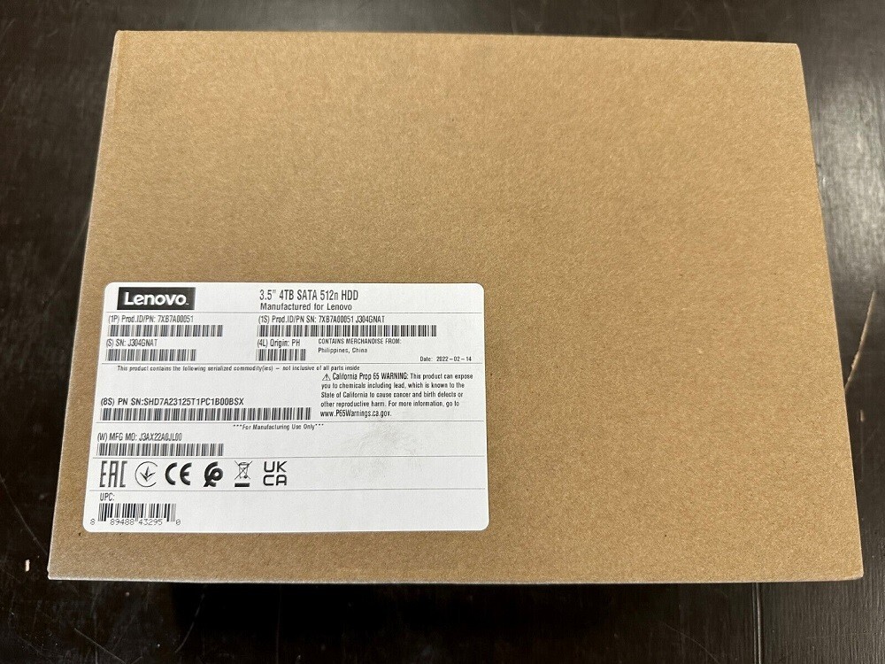 Lenovo ThinkSystem 00YK040 7XB7A00051 4TB 7.2K SATA 6G 3.5" HDD Hard Drive NEW