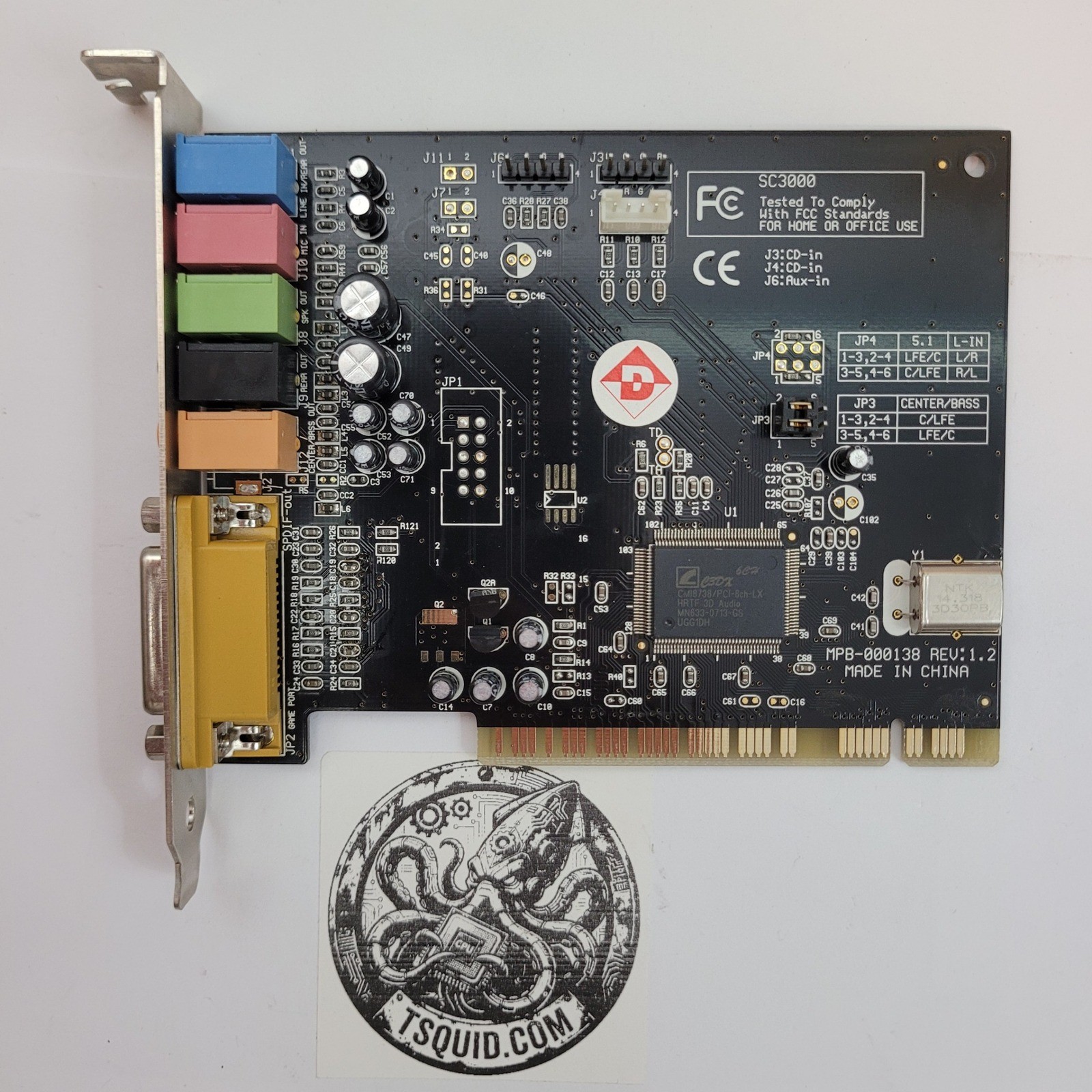 Diamond Multimedia SC3000 Sound Card PCI C-Media CMI8738 5.1 MPB-000138 REV:1.2