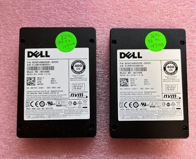 Lot of 2 Dell MZ-WEI4000 400GB NVMe 2.5