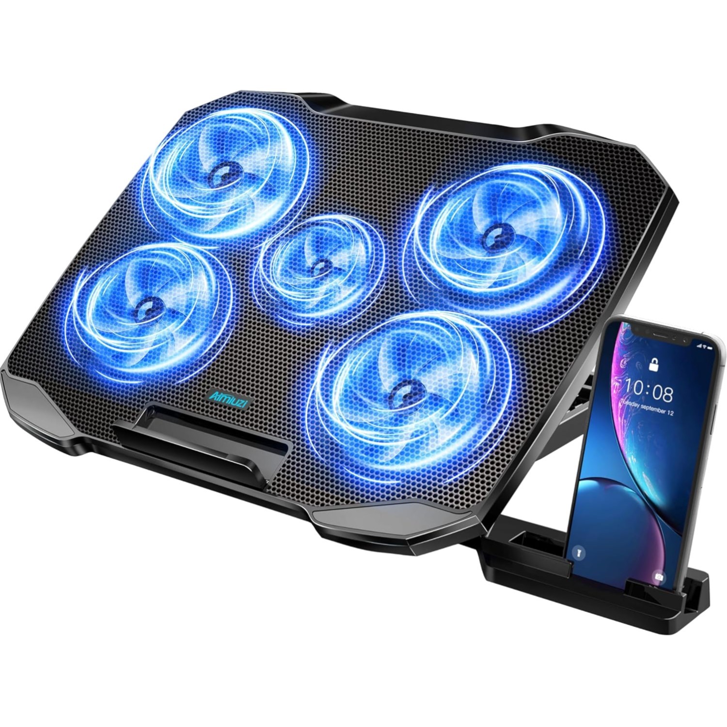 Luxury Laptop Cooling Pad with 5 Quiet Fans & Adjustable Height for 12-15.6 Inch