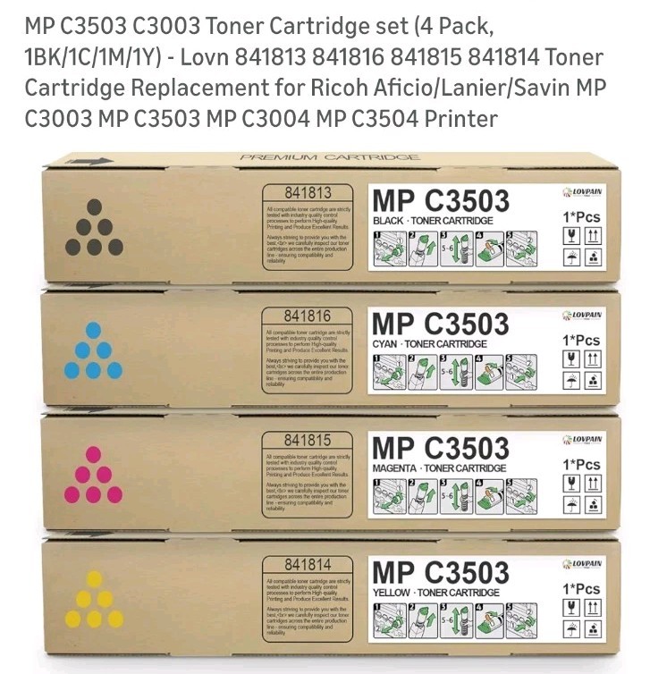 MP C3503 C3003 Toner 4 Pack BK CMY Compatible Ricoh 841813 814 815