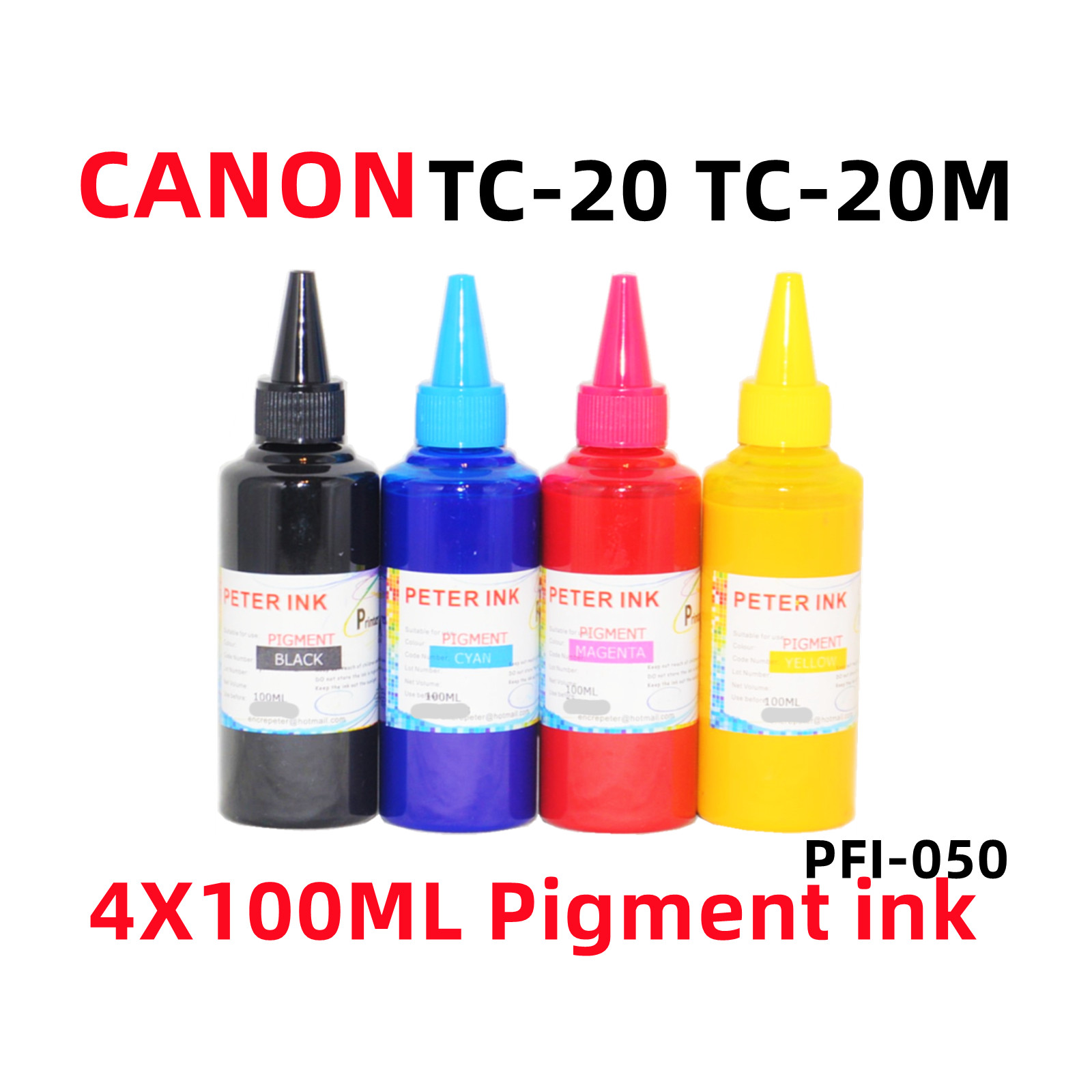 4X100ML Pigment Ink refills CANON imagePROGRAF TC-20 TC-20M PFI-050